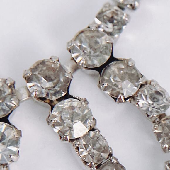 VTG Signed Carol Deb 1950s Cocktail Rhinestone Bib Necklace Silver Tone Elegant - Picture 13 of 15